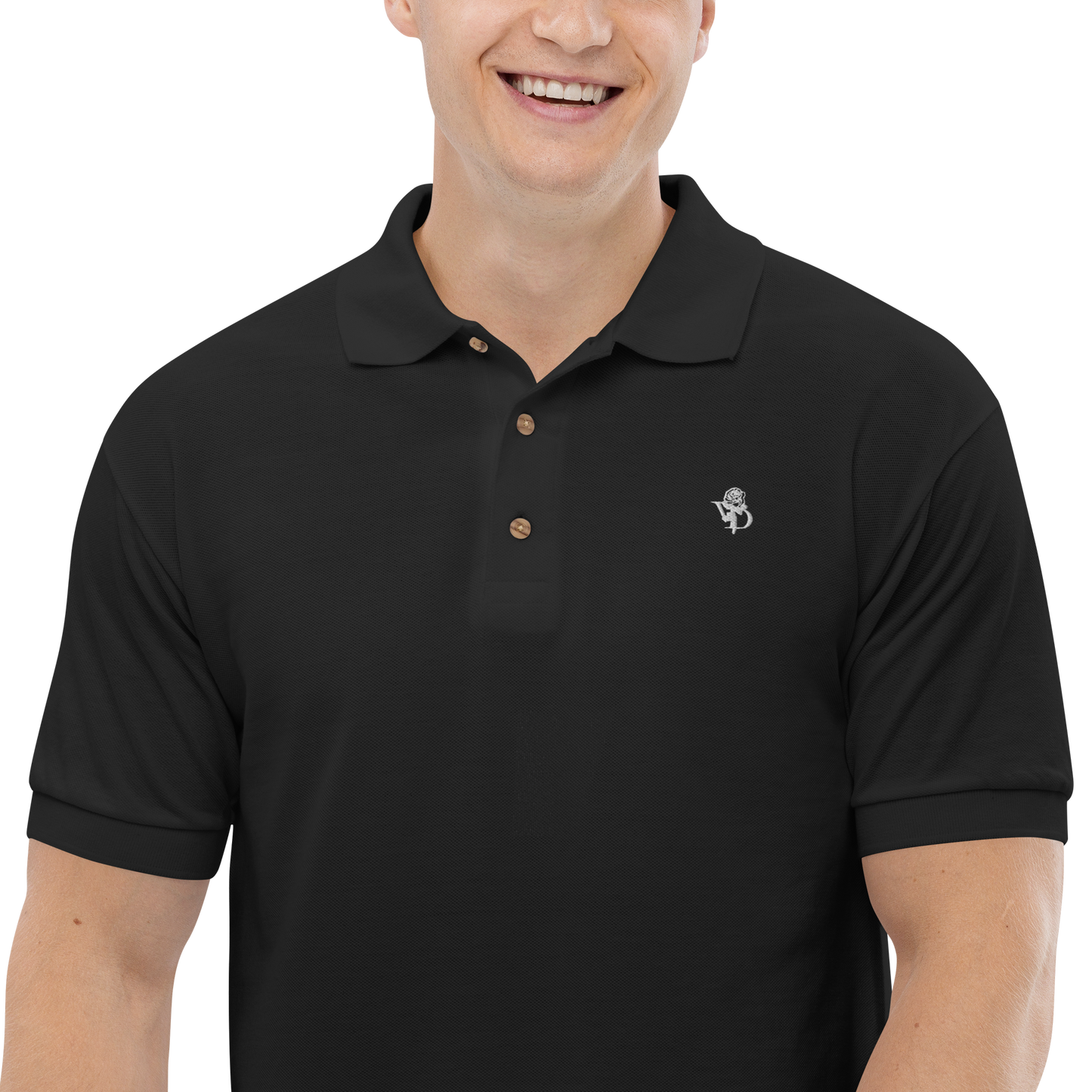 Embroidered Rose Logo Polo Shirt